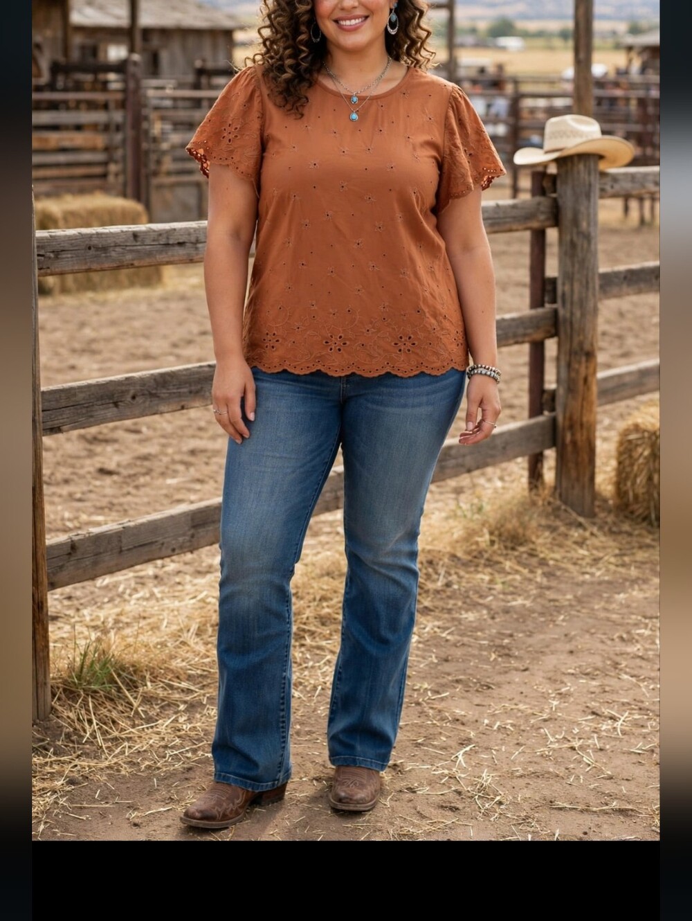 Lane Bryant Eyelet Flutter Sleeve Top